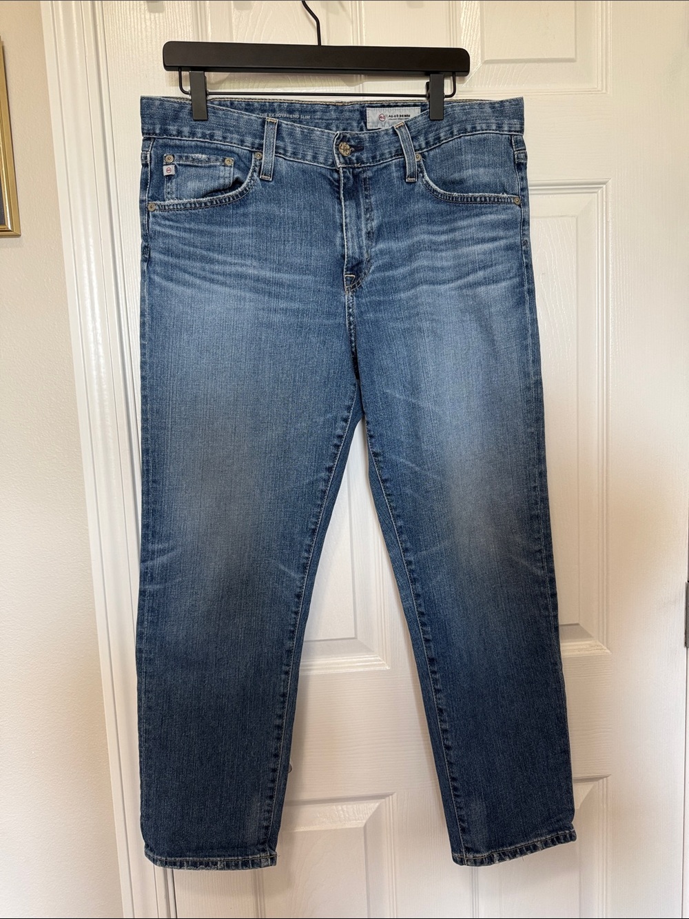 Ag Adriano Goldschmied Relaxed Straight Blue Jeans Slim Ex Boyfriend Sz 31R